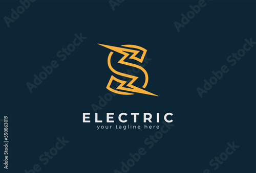 Electric Logo, abstract letter S and lightning bolt combination, tunder bolt design logo template element, vector illustration