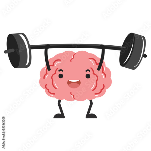 brain cartoon character happy flat