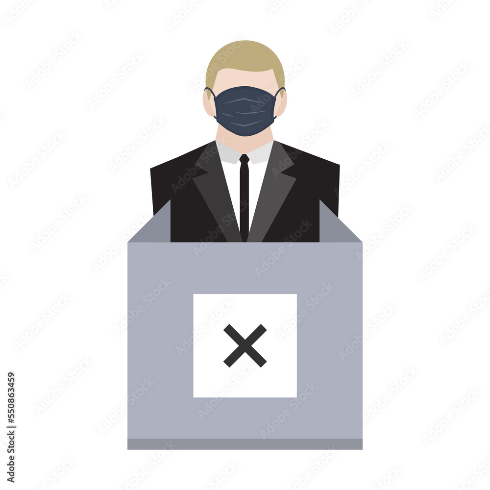 a man voter wear mask with cross mark at polling station ep10 a man voter wear mask with cross mark at polling station ep10