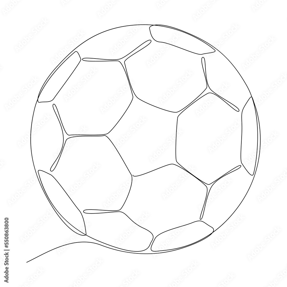 Obraz premium One continuous line of football ball. Thin Line Illustration vector concept. Contour Drawing Creative ideas.
