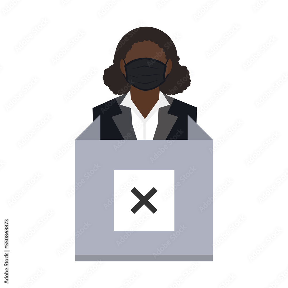 a woman voter wear mask with cross mark at polling station ep08 a woman voter wear mask with cross mark at polling station ep08