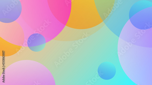 Blue pink gradient background with abstract circle papercut smooth color composition. Abstract geometric background circle ring color shape
