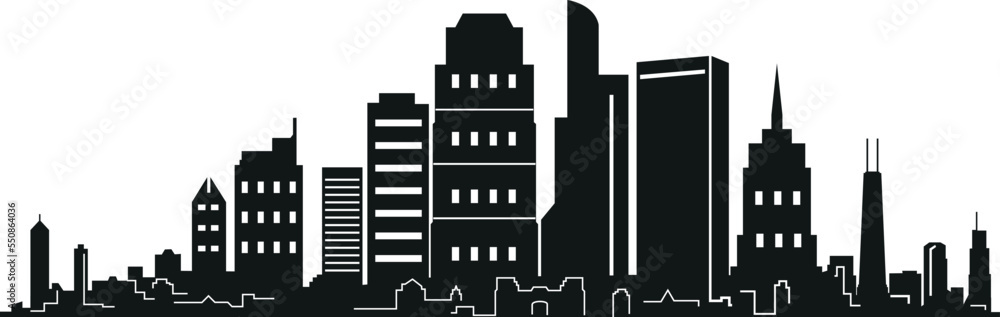 city skyline Silhouette of with black color.