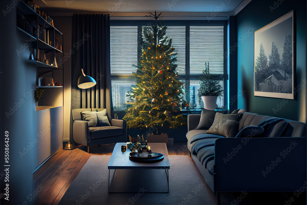 living room with christmas tree living room with christmas tree