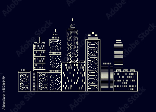 Vector illustration of a night big city. Night cityscape in flat style.
