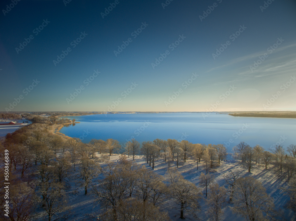 Drone Overview of Swedish Winter Landscape Drone Overview of Swedish Winter Landscape