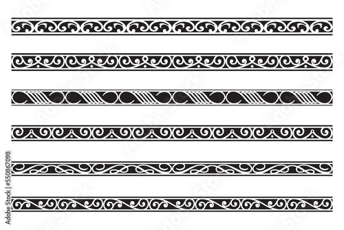 Set of decorative seamless ornamental border - Vector modular