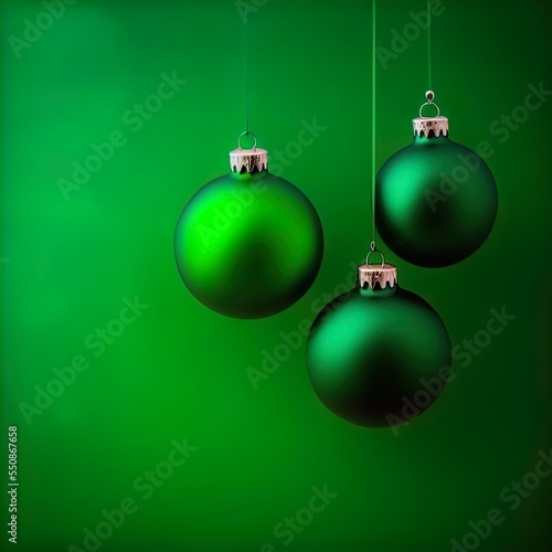 Christmas decorations against a green background. Great for banners, ads, cards and more. 