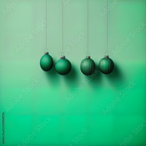 Christmas decorations against a green background. Great for banners, ads, cards and more. 