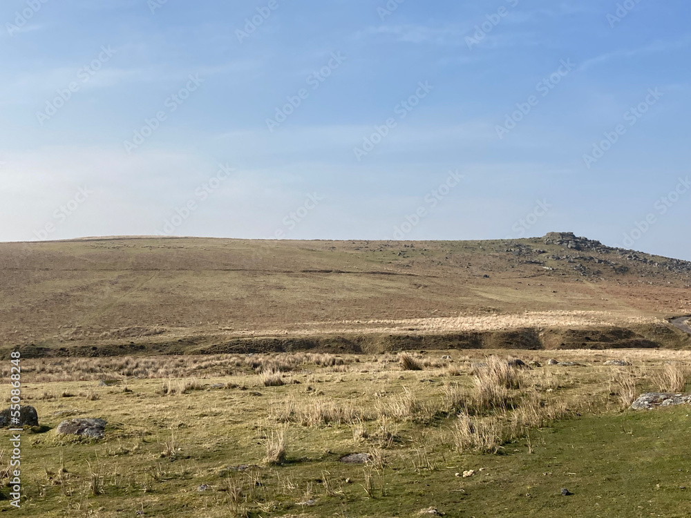 Dartmoor National Park in winter daytime, barren no people Dartmoor National Park in winter daytime, barren no people