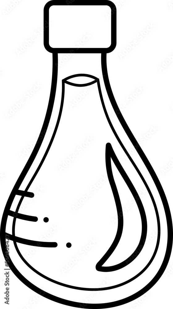 Soy sauce doodle. Soy sauce in a transparent bottle with a cap. Black and white vector cartoon illustration. Soy sauce doodle. Soy sauce in a transparent bottle with a cap. Black and white vector cartoon illustration.