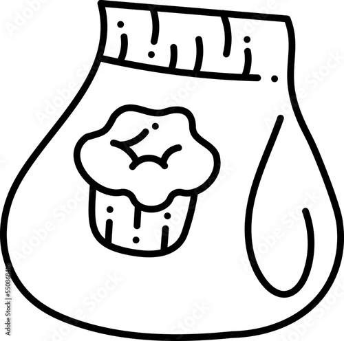 Starch doodle2. Starch in a package. Black and white vector cartoon illustration.