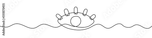Continuous linear drawing of human eye icon. One line drawing background. Vector illustration. Linear drawing of eye symbol