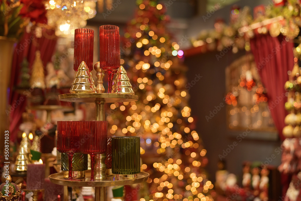 New Year. Beautiful candlesticks in the interior