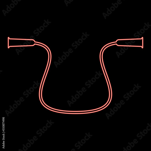 Neon jump rope for workout skipping rope for sports fitness icon red color vector illustration image flat style
