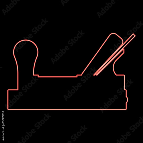 Neon jointer plane with wood icon red color vector illustration image flat style