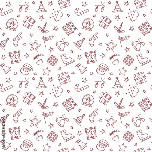 Xmas Wrapping Paper concept outline simple seamless pattern