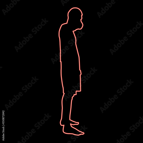 Neon man covering his mouth silhouette concept close mouth shock grief icon red color vector illustration image flat style