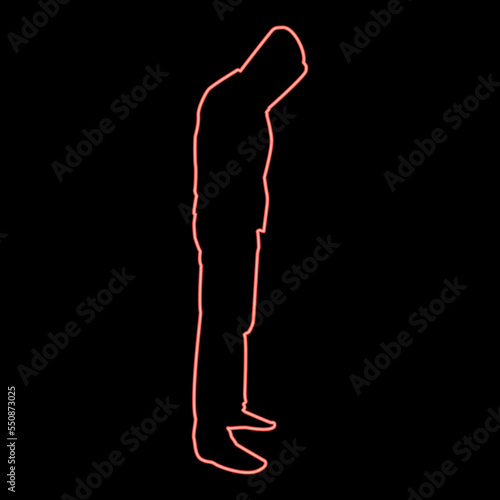 Neon man in the hood concept danger silhouette side view icon red color vector illustration image flat style