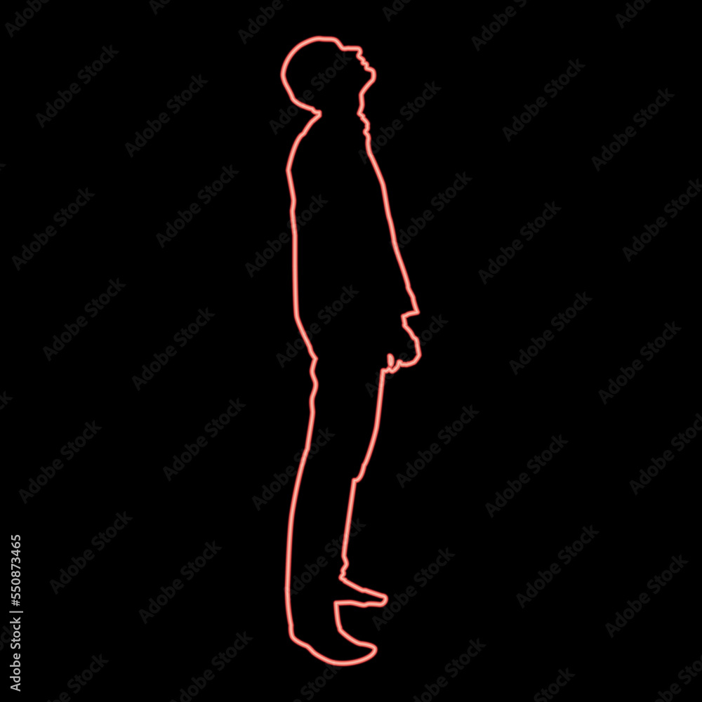 Neon man looks up silhouette icon red color vector illustration image flat style Neon man looks up silhouette icon red color vector illustration image flat style