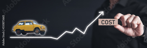 Wallpaper Mural Growing arrow with a car model. Rising car sales or cost Torontodigital.ca