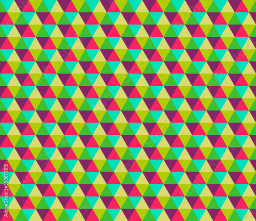Green bright hexagonal pattern in Memphis retro style