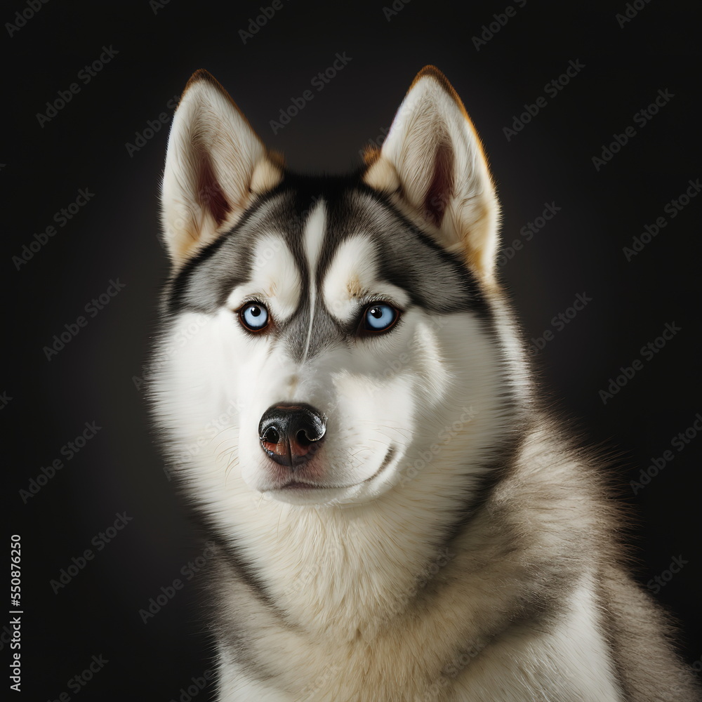 Siberian Husky Face Close Up Portrait - AI illustration 07
