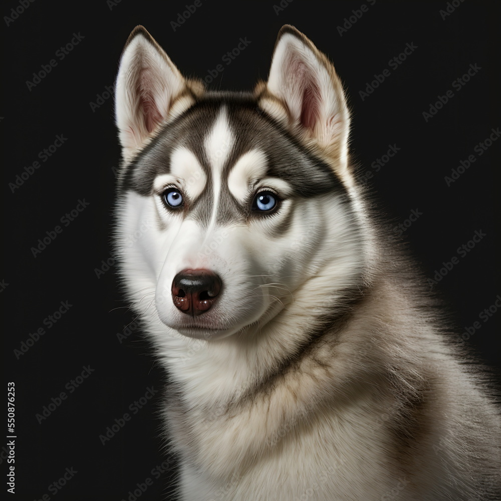 Siberian Husky Face Close Up Portrait - AI illustration 08