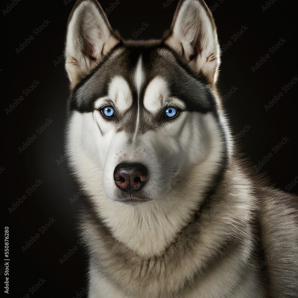 Siberian Husky Face Close Up Portrait - AI illustration 11