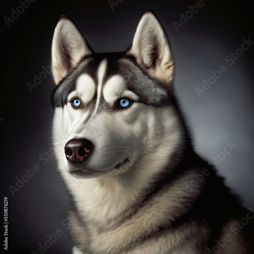 Siberian Husky Face Close Up Portrait - AI illustration 01