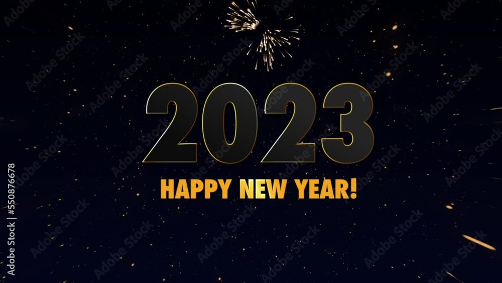 Happy New Year 2023 with fireworks in a dark background Happy New Year 2023 with fireworks in a dark background