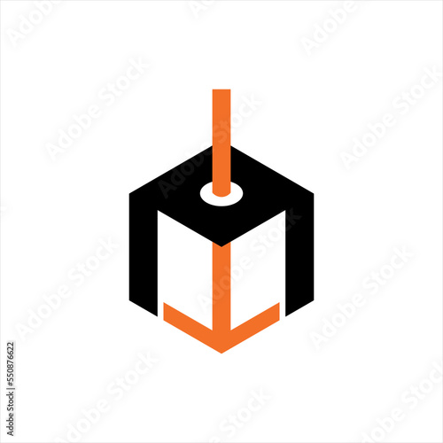 Box vector logo design with down arrow sign.