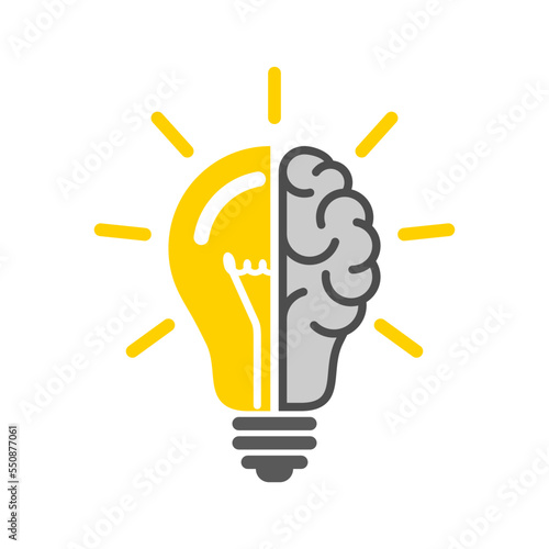 Light bulb and brain icon