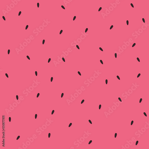 Watermelon red background with black seeds. Colorful juicy summer tropical vector pattern