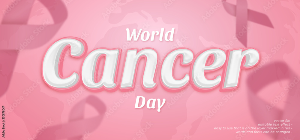 World cancer day 3d style editable text effect