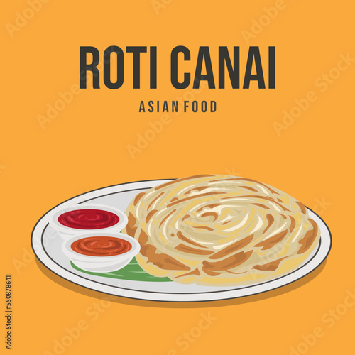 Roti canai, also known as roti cane or roti parotta, is an Indian-influenced flatbread dish