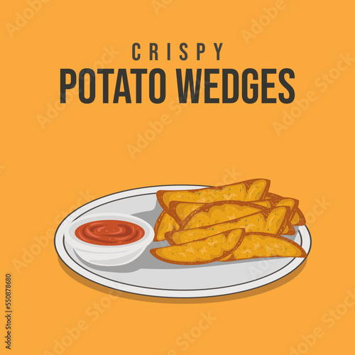 vector illustration of Potato Wedges and sauce