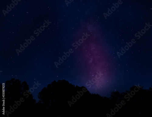 Milky Way and stars above a North Carolina forest