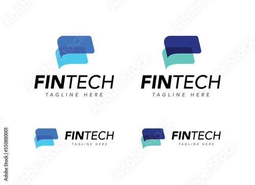 Fintech (financial technology) logo template with overlay color style