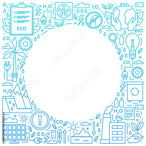 Set of icons ESG, ECO, BIO. ESG environmental criteria. Gradient. Template. Vector illustration.