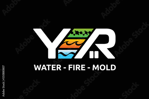 Letter YR logo, water-fire-mold logo