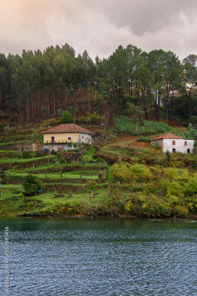 Landscape and architectural views along the Douro Valley in Portugal