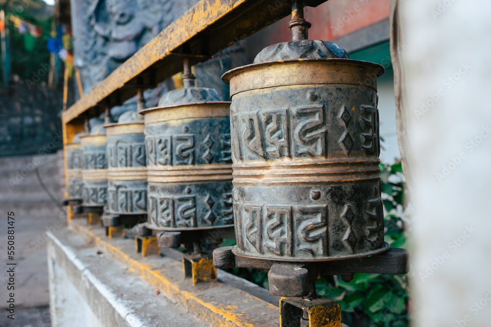 Close up of beautiful prayer wheels at a stupa in Kathmandu Nepal. Spin the prayer wheels for luck Close up of beautiful prayer wheels at a stupa in Kathmandu Nepal. Spin the prayer wheels for luck
