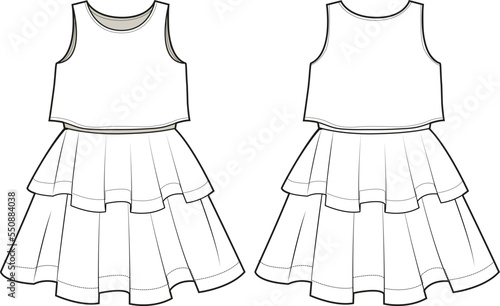 WOMEN AND GRILS WEAR LONG  DRESS ILLUSTRATION VECTOR