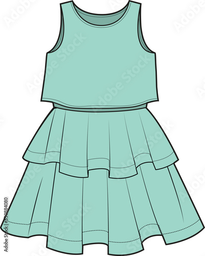 WOMEN AND GRILS WEAR LONG  DRESS ILLUSTRATION VECTOR