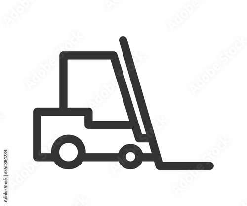  Forklift icon. Fork lift truck sign. Wareouse mashine, outline illustration in vector flat style.