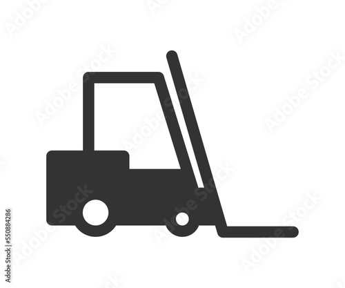  Forklift icon. Fork lift truck sign. Wareouse mashine, black illustration in vector flat style.