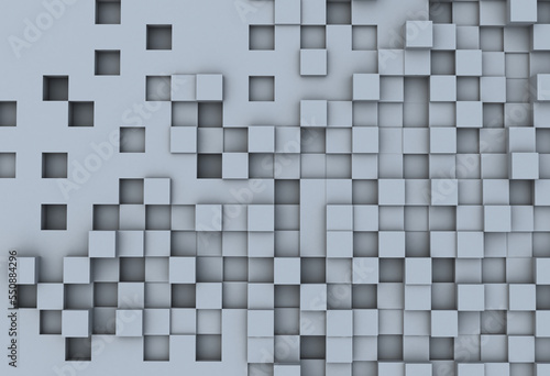 Fototapeta Naklejka Na Ścianę i Meble -  Cubes of irregular heights rendered with 3d animation, cube surface