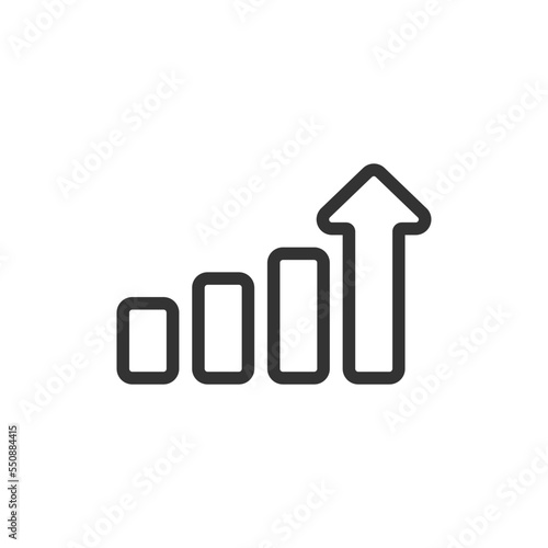 Graph up icon. Grow chart, business symbol. Profit growing sign line. Progress bar icon in vector flat style.
