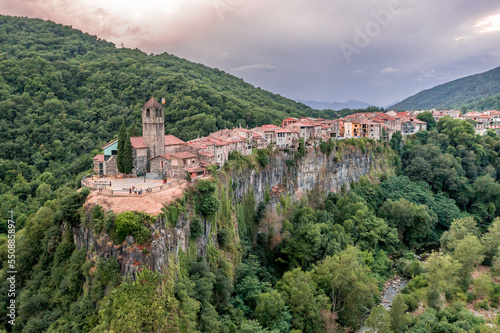 Wallpaper Mural Amazing aerial view on Castellfollit de la Roca, picturesque medieval village in Catalonia Spain Torontodigital.ca
